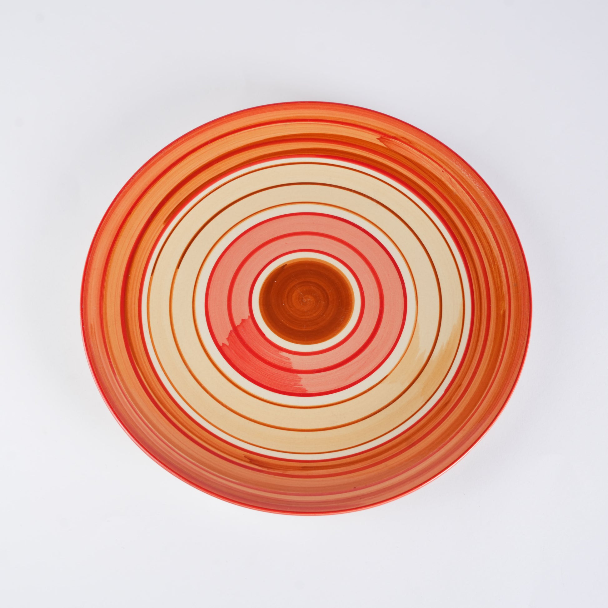 Caffeine Ceramic Handmade Stoneware Orange beige quarter plate 7” (Set of 4 Dishwasher & Microwave Safe ) - Caffeine Premium Stoneware