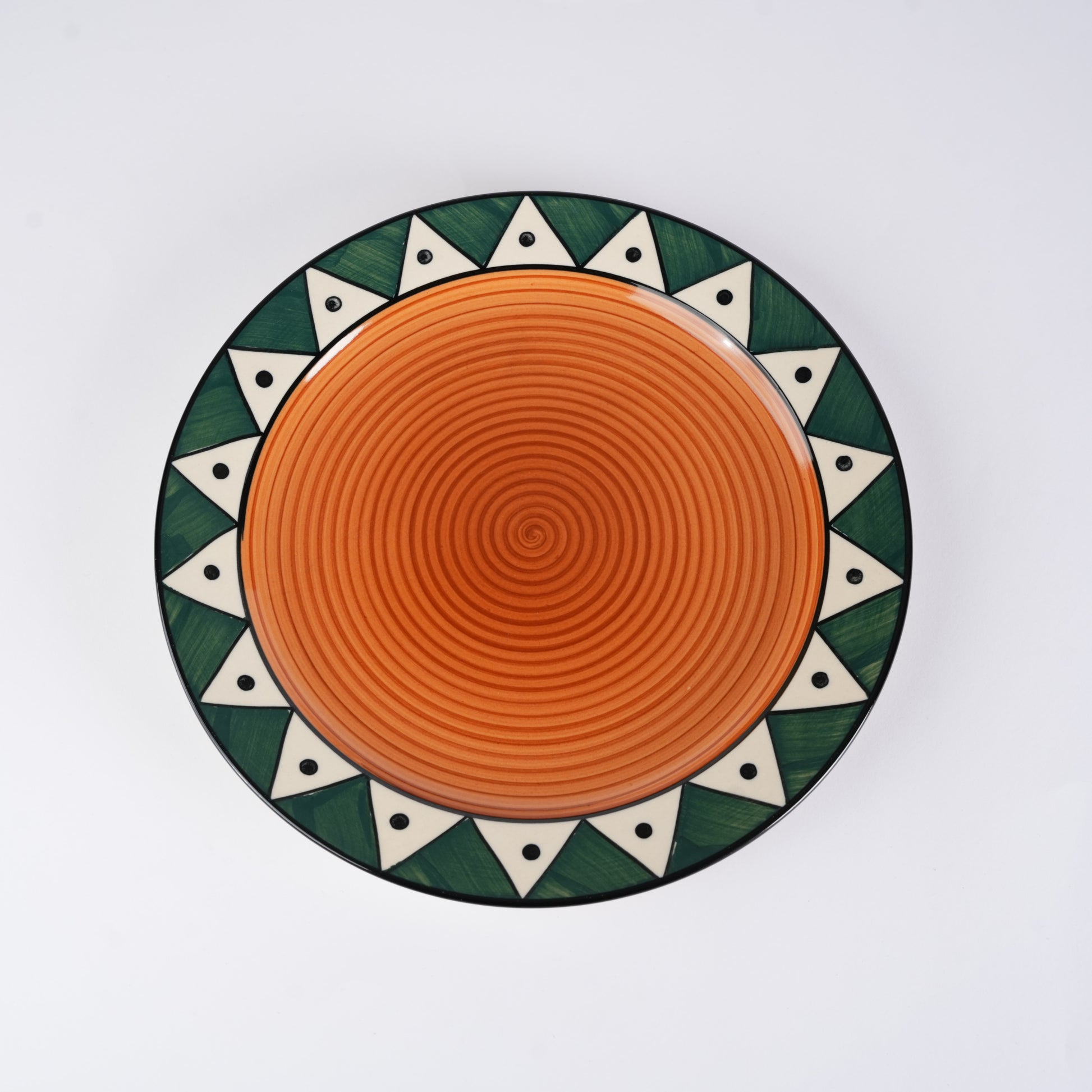 Caffeine Ceramic Handmade Stoneware Brown Trible Dinner Plate 10 inch Set of 6 (Microwave & Dishwasher Safe) - Caffeine Premium Stoneware