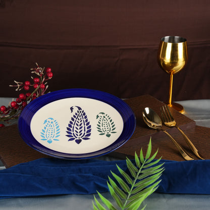 Caffeine Ceramic Handmade Stoneware Blue Boota Quarter Plate 7”(Set of 2 Dishwasher & Microwave Safe Plate) - Caffeine Premium Stoneware