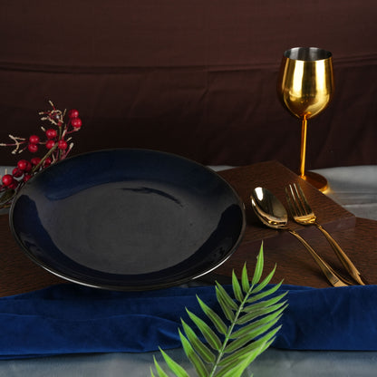 Caffeine Ceramic Handmade Stoneware Blue Ferrous Quarter plate 7”(Set of 4 Dishwasher & Microwave Safe ) - Caffeine Premium Stoneware