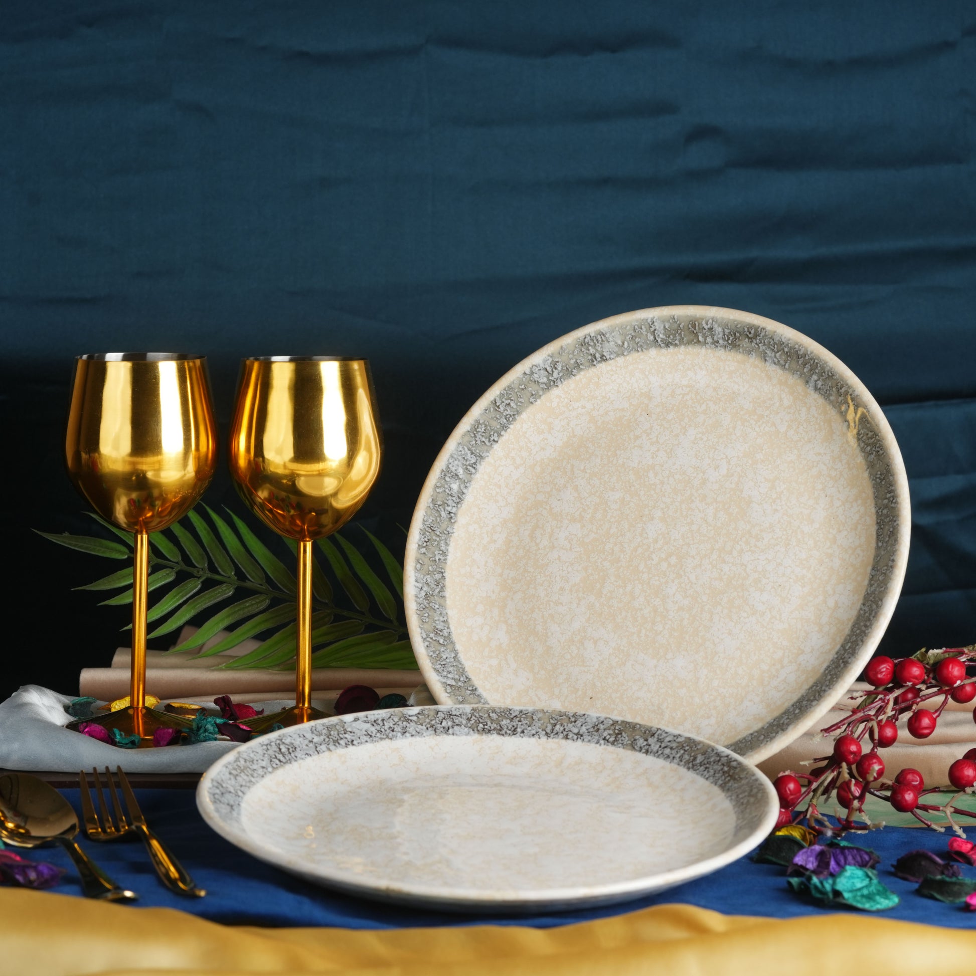 Caffeine Ceramic Handmade Stoneware Cream Patta Quarter Plate 7” (Set of 6 ) - Caffeine Premium Stoneware