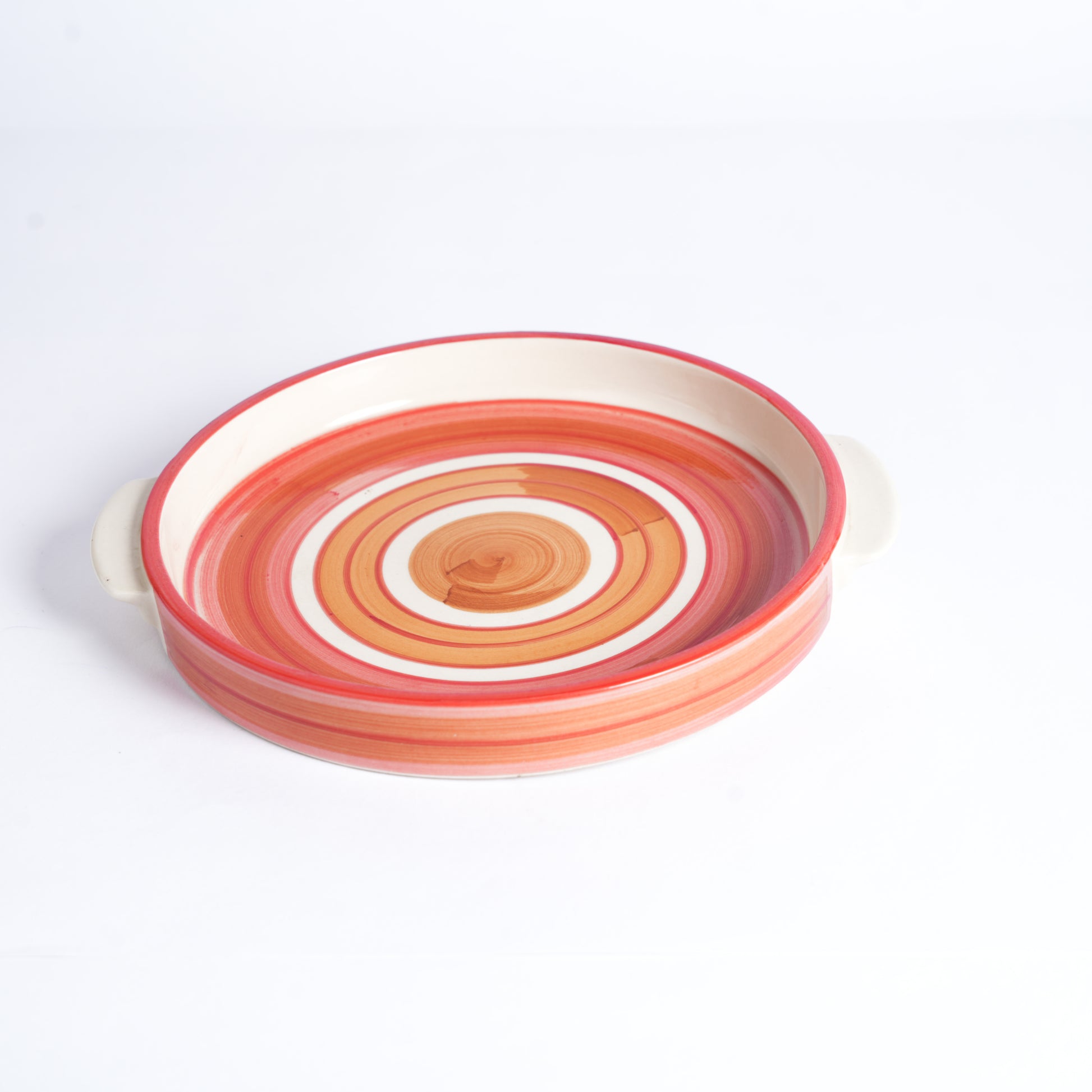 Caffeine Ceramic Stoneware Handmade Orange Illusion Sizzler Tray 8 Inch (Set of 6) - Caffeine Premium Stoneware