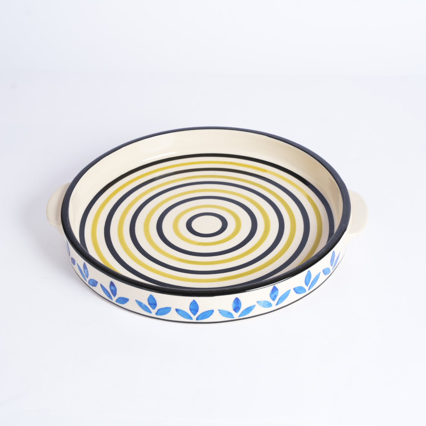 Caffeine Ceramic Stoneware Handmade Blue Asmiya Sizzler Tray 9.5 Inch (Set of 4) - Caffeine Premium Stoneware