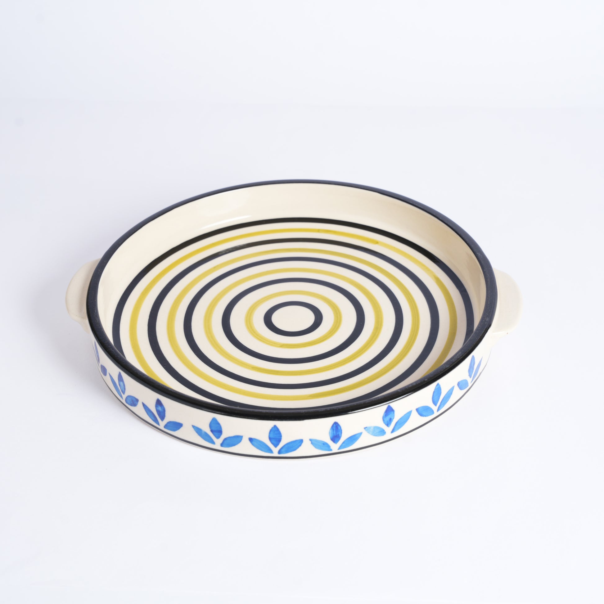 Caffeine Ceramic Stoneware Handmade Blue Asmiya Sizzler Tray 9.5 Inch (Set of 4) - Caffeine Premium Stoneware