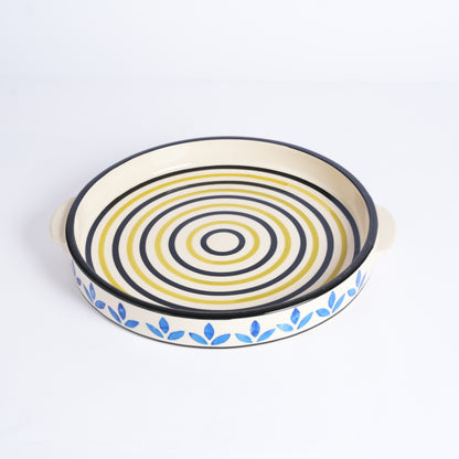 Caffeine Ceramic Stoneware Handmade Blue Asmiya Sizzler Tray 9.5 Inch (Set of 4) - Caffeine Premium Stoneware