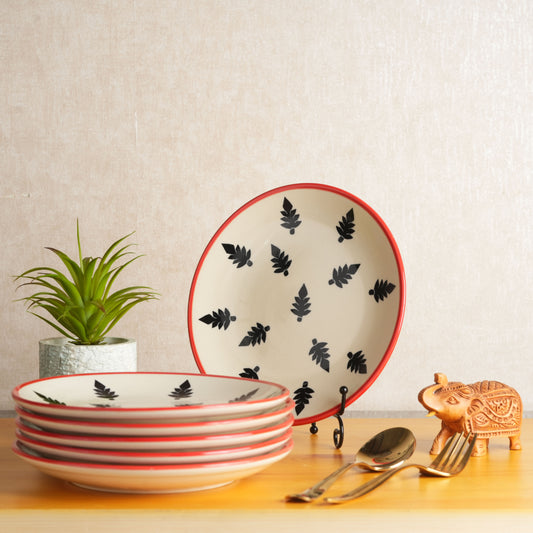 Caffeine Ceramic Handmade Stoneware Black Tree Quarter Plate 7”(Set of 6 ) - Caffeine Premium Stoneware