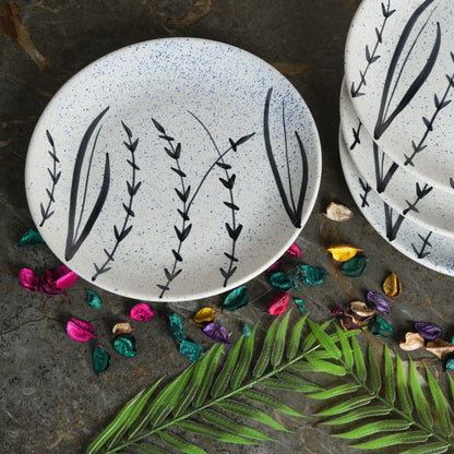 white_and_black_leaf_dinner_plate - Caffeine Premium Ceramic