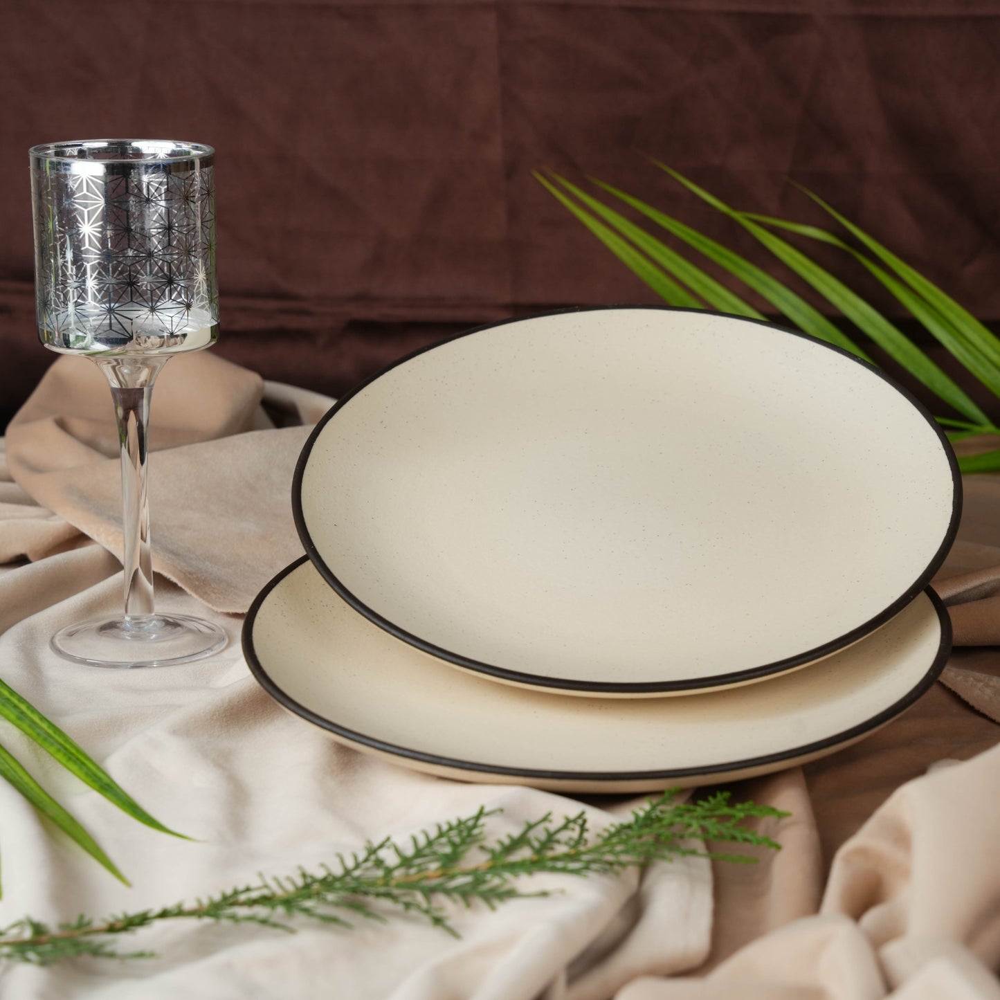 white_and_black_patta_dinner_plate - Caffeine Premium Ceramic