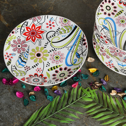 white_and_color_flower_dinner_plate - Caffeine Premium Ceramic