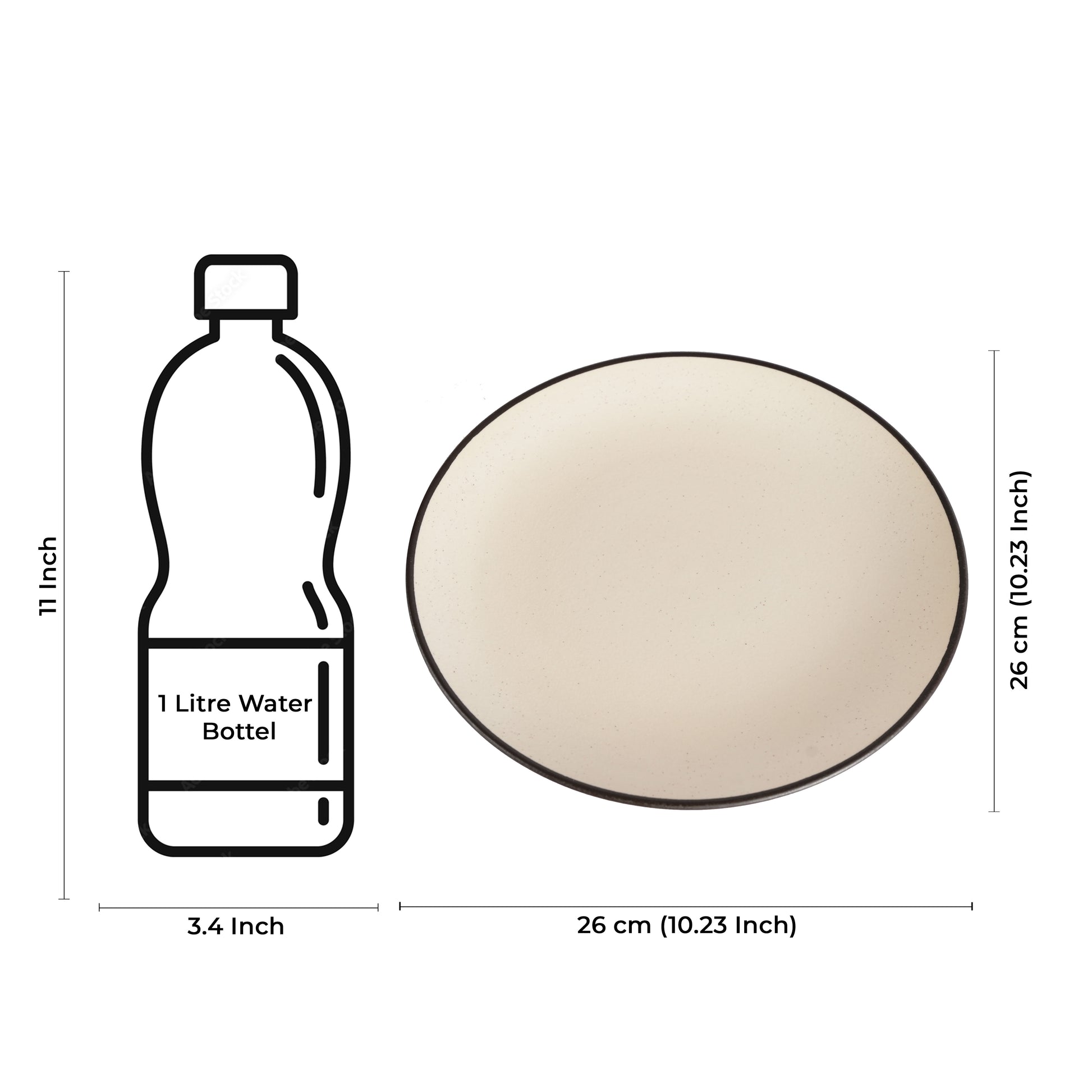 Caffeine Ceramic Stoneware Handmade White Marble Matte black patti Dinner Plate 10" inch Set of 2 - Caffeine Premium Stoneware