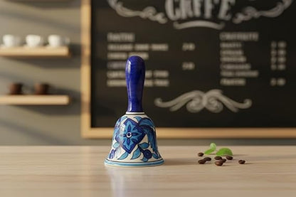 Caffeine Ceramic Stoneware Handmade Blue Flora Dinner Bell set 1