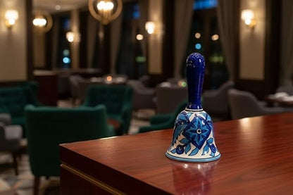 Caffeine Ceramic Stoneware Handmade Blue Flora Dinner Bell set 1